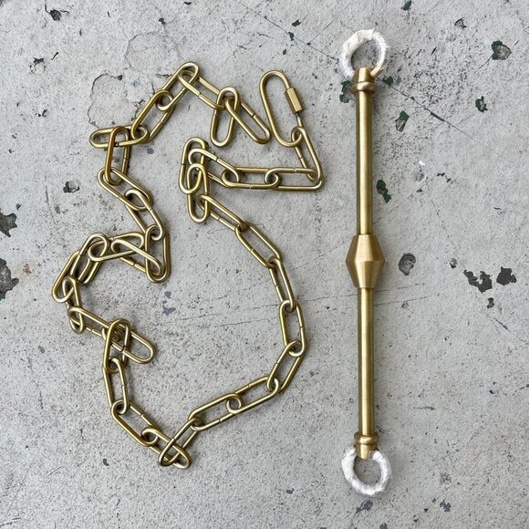 Arhaus Polished Oxidized Antique Brass Pendant Lighting Hardware and Chain - Picture 7 of 10